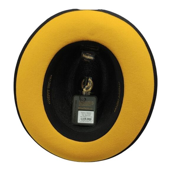 MEN'S BRUNO CAPELO EMPIRE COLLECTION STRAW 2 1/2" BRIM FEDORA HAT. EM 500. - Picture 5 of 8